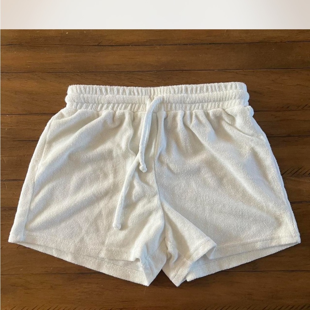 Women's White Terry Cloth Shorts